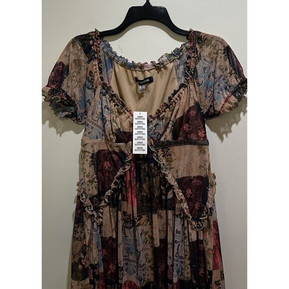 NWT Urban Outfitters Patchwork Print Sammy Sparkle Mini Dress ~ Med - Picture 4 of 8